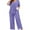 D1-Purple Gray, variant on Women's Plus Size Loungewear Pajama Set, Burgundy 3X Short Sleeve Pleated Top & Long Pants with Pockets, Soft Double-Brushed 2 Piece Sleepwear