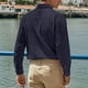 thumbnail image 4 of Blusa y camisa de manga larga con cuello vuelto para hombre, estilo informal, color liso, con solapa, bolsillo y botones, de poliéster., 4 of 8