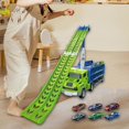 thumbnail image 1 of Los camiones portadores Big Hauler se deforman divertidos con 6 coches de carreras de metal, camión plegable para niños verde, 1 of 9
