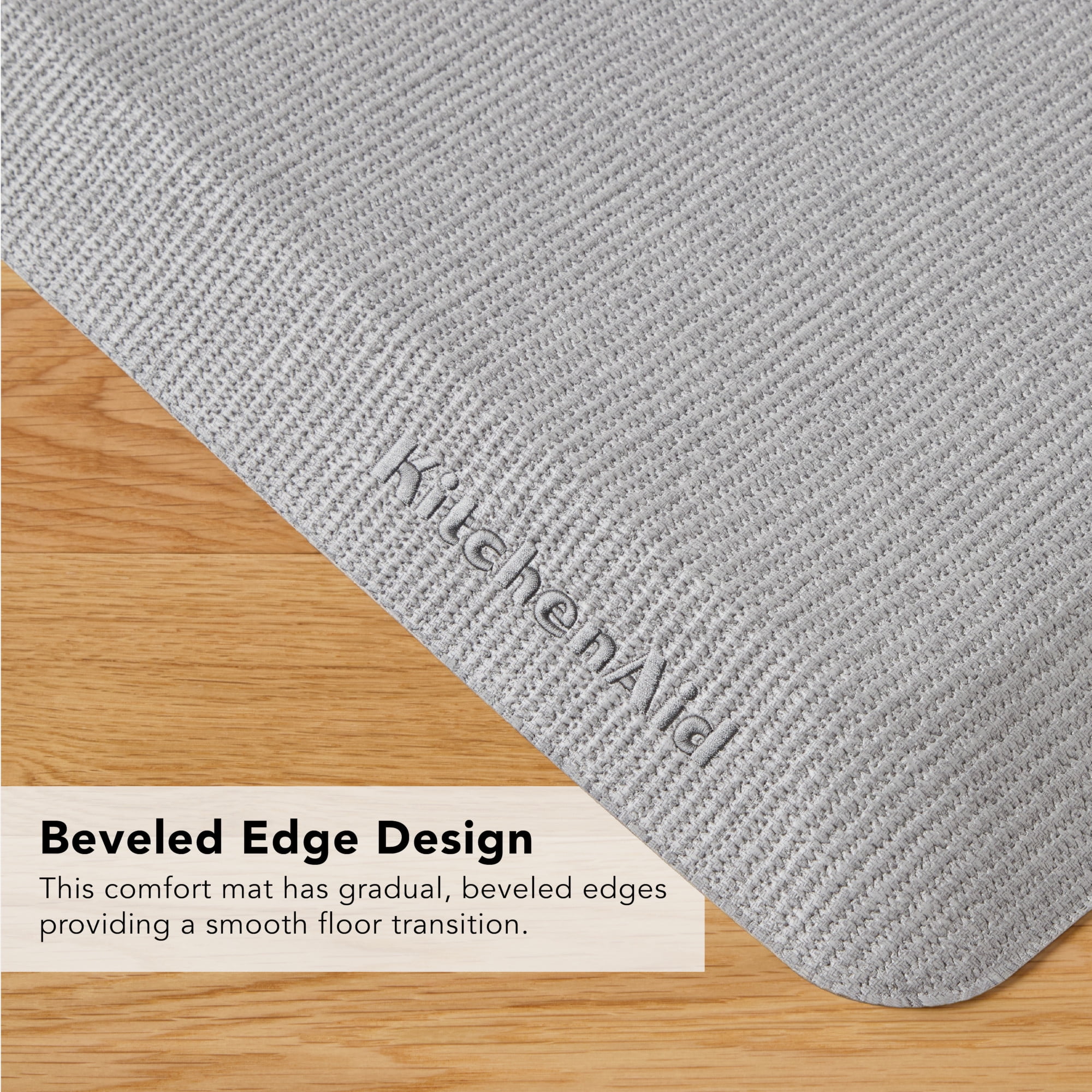 KitchenAid Classic Series Solid Basketweave Kitchen Comfort Mat, Matte Grey, 20"x39"