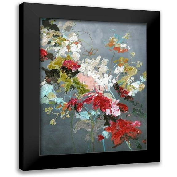 Design Fabrikken 12x14 Black Modern Framed Museum Art Print Titled - Abstract Floral 2