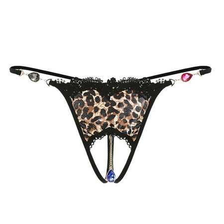 

Female Thongs G-Strings Leopard Black One Size Underpants 3 Pack