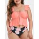thumbnail image 1 of Tamaño más delantero cinchado la impresión floral del traje de baño de Tankini Rosegal vestidos de fiesta tallas grandes, 1 of 5
