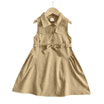 thumbnail image 1 of LYMAYTER Robe Cargo d'Été Sans Manches pour Filles 1-7 Ans, Tout-Petits, Boutonnée, Col à Revers, avec Ceinture, Robes Décontractées, 1 of 8