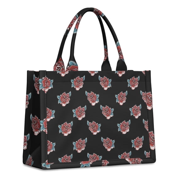 Large Capacity Tote Bag,Pioneer Flower Floral Print Pattern Handbag Fashion Luxury Tote Bag,15.7"x13"x 5.1" Inches,Laptop Compatible