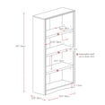 thumbnail image 2 of CorLiving Quadra 4-Tier Engineered Wood Adult Bookcase with 3 Adjustable Shelves, White, 2 of 7