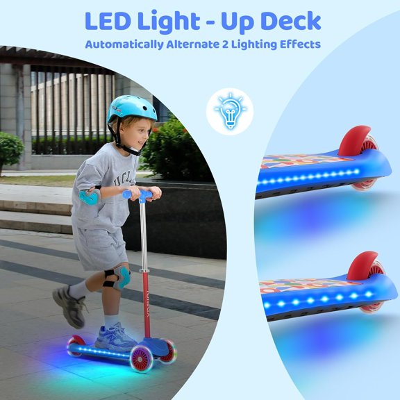 Kids Scooter for Ages 3-5, Light- Deck and Wheels, 4-Level Adjustable 3-Wheel Scooter