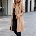 thumbnail image 2 of Leidass Womens Mid Length Wrap Coat Shawl Lapel Open Front Self Tie Waist Belt Long Sleeve Solid Casual Outerwear Khaki 3XL, 2 of 4