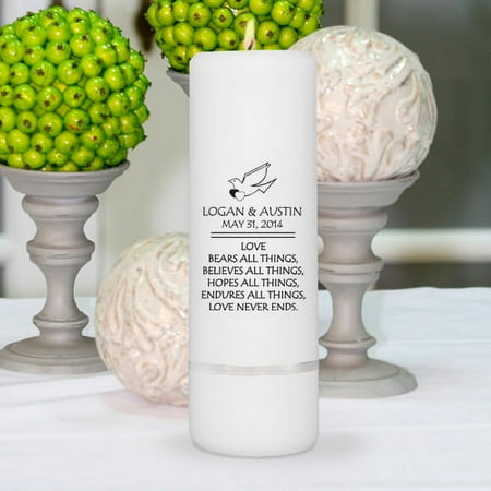 Personalized Wedding Unity Candle - Personalized 3"x 9" Candle