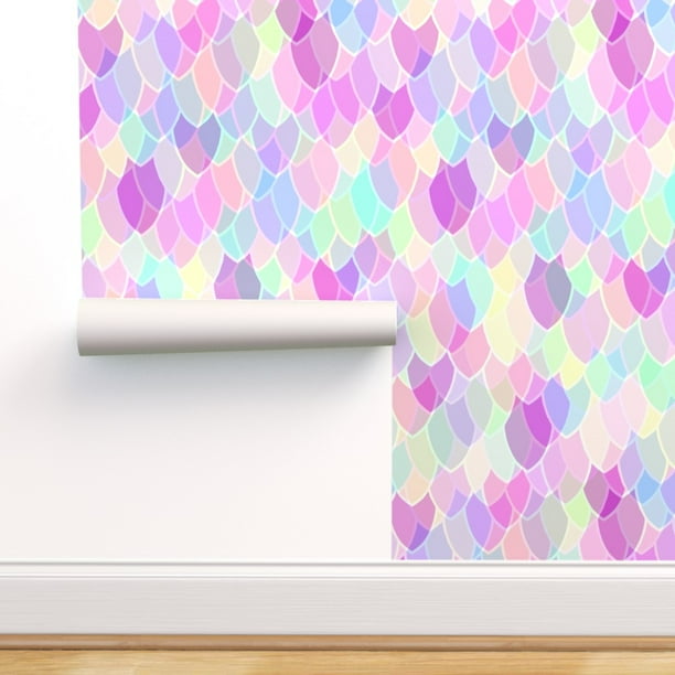 Peel & Stick Wallpaper 12ft x 2ft - Rainbow Dragon Scales Fantasy Custom Removable Wallpaper by Spoonflower Peel & Stick Wallpaper 12ft x 2ft - Rainbow Dragon Scales Fantasy Custom Removable Wallpaper by Spoonflower