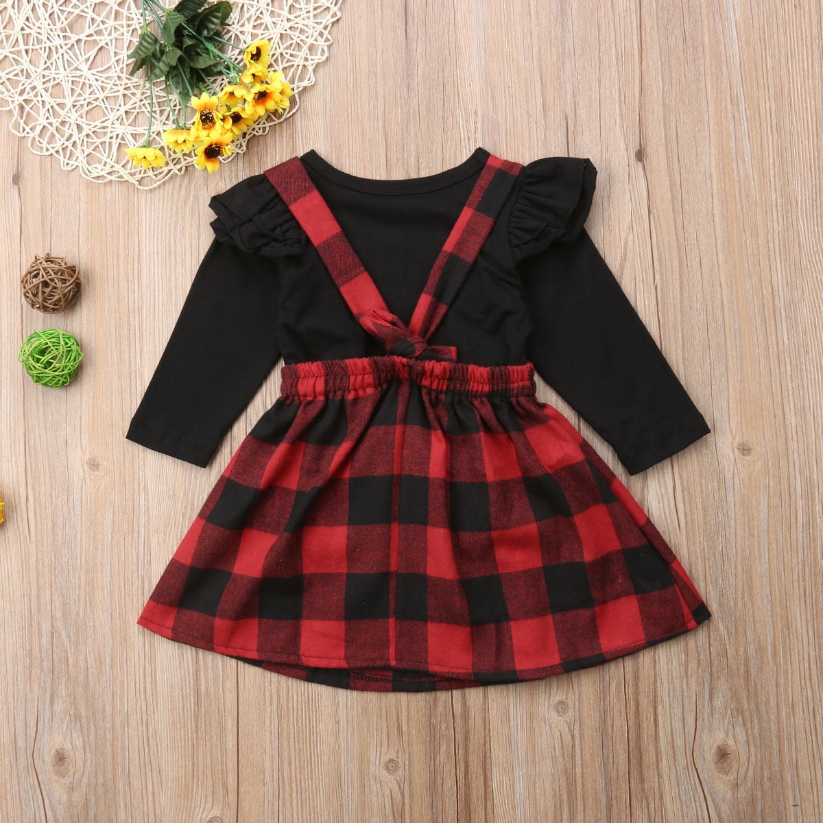girls red plaid dress