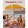 thumbnail image 3 of Punchau 6 Ft Fringe Patio Umbrella - Outdoor Umbrella for Patio, Pool, Table, Garden, Deck, & Beach - Push Button Tilt Pole - Fashionable Boho Vintage Tassels & Wood Print - Yellow, 3 of 7