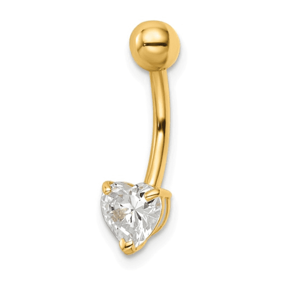 Fine Color Jewels 14k Yellow Gold Heart Shaped  Belly Button Ring