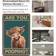 thumbnail image 3 of Vintage Highland Cow Tin Sign: Funny "Are You Pooping?" Bathroom Wall Decor for Western & Highland Cow Lovers 8 x 12 Inch, 3 of 7