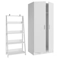 thumbnail image 5 of Madesa Ensemble Garde-Robe et Étagère Échelle 2 Pcs : Garde-Robe 31"L + Étagère Échelle 24"L 5 Niveaux pour Rangement, Chambre, Bureau – Blanc, 5 of 5