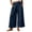Navy, variant on CQONEPT Wide Leg Pant for Womens Elastic Waist Elastic Waist Crop Pants Casual Flowy Loose Fit Trousers with Pocket Blue 3XL