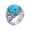 Synthetic Turquoise, variant on Men's Stainless Steel Vintage Hip Hop Oval Special Flower Carved Gemstone Biker Ring European and American Style Blue Size 13