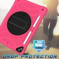thumbnail image 5 of Dteck for iPad 9/8/7 (10.2-Inch, 2021/2020/2019 Model, 9th/8th/7th Generation), Heavy Duty Shockproof Rugged Handle Shoulder Strap Rotating Kickstand Cover with Pencil Holder, rose, 5 of 6