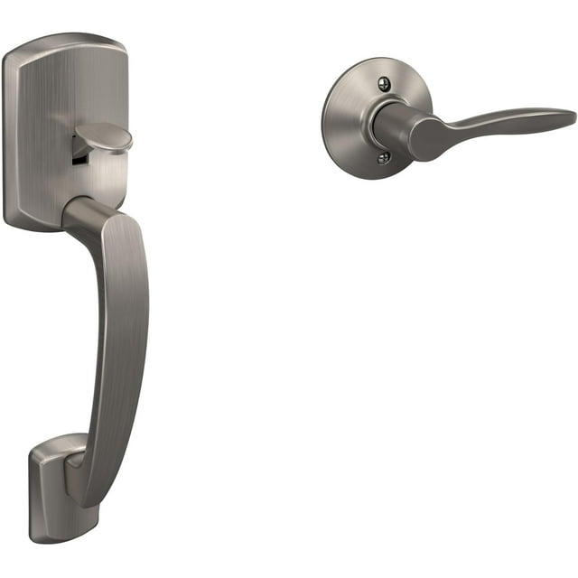 Front Entry Handleset with Left Handed Delfayo Door Lever Lower Half Grip Satin Nickel