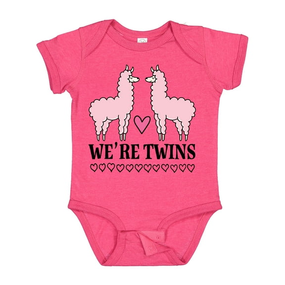 Inktastic Twin Girls Pink Llama Girls Baby Bodysuit