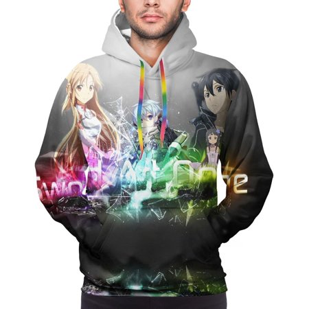 3d Printing Customized Funny Comfy Sworrd Art Online Asuna Yuuki Kirito Sinon Yui Anime Hooded Sweatshirt Long Sleeve Pullover Hoodies For Men Autumn Winter Warm Sweaters Tops With Pocket Small