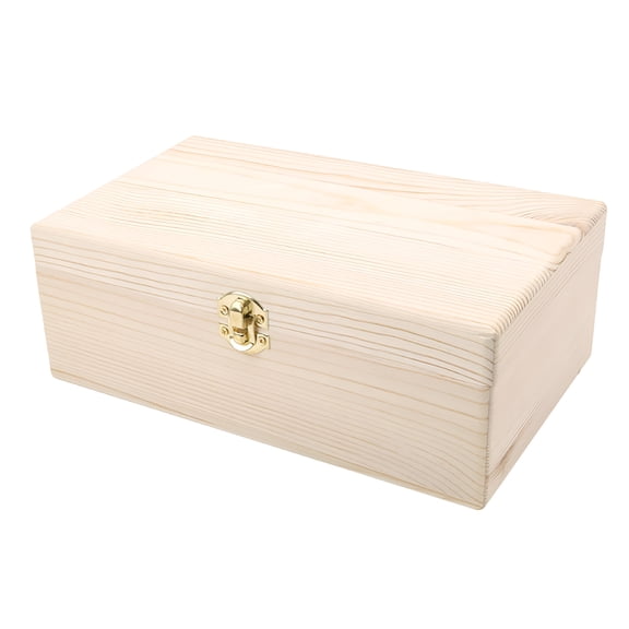 LAMIRO Wooden Box Burr-free Long-lasting Sturdy Unfinished Natural Wood Gift Box Desktop Decor