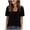 Black, variant on Blouses for Women Square Neck Short Sleeve Summer Fashion Womens Tshirts Solid Color