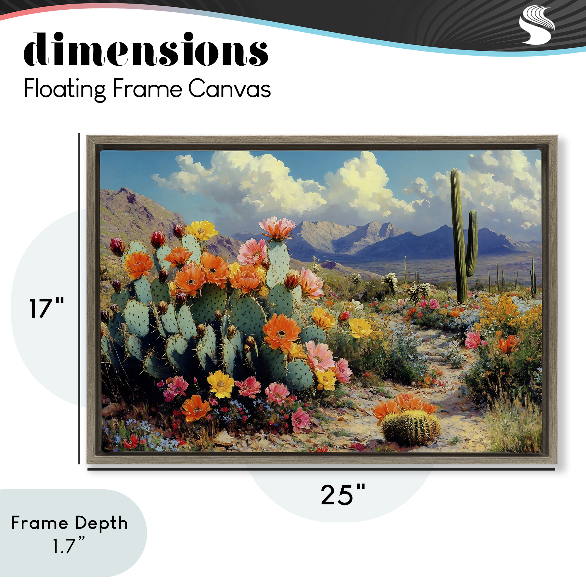 Stupell Industries Vibrant Cacti in Desert Brown Framed Floater Canvas Wall Art, design by Franklyn Gregory