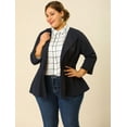 thumbnail image 4 of GRACE & GRANDEUR Women's Plus Size Solid V-Neck Ruffle Ruched Peplum Blazer, 4 of 6