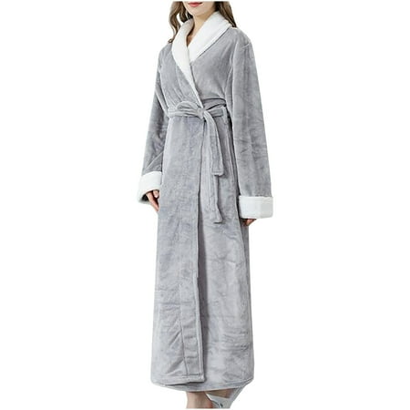 

Cotonie Women and Mens Splice Thicken Coral Fleece Robe Bathrobe Gown Pajamas Sleepwear Pocket+Belts