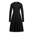 thumbnail image 2 of Women's Peter Pan Collar Dress;Long Sleeve Flare Dress;Comfortable Breathable Fabric Dress;Retro High Waist Office Dress, 2 of 5