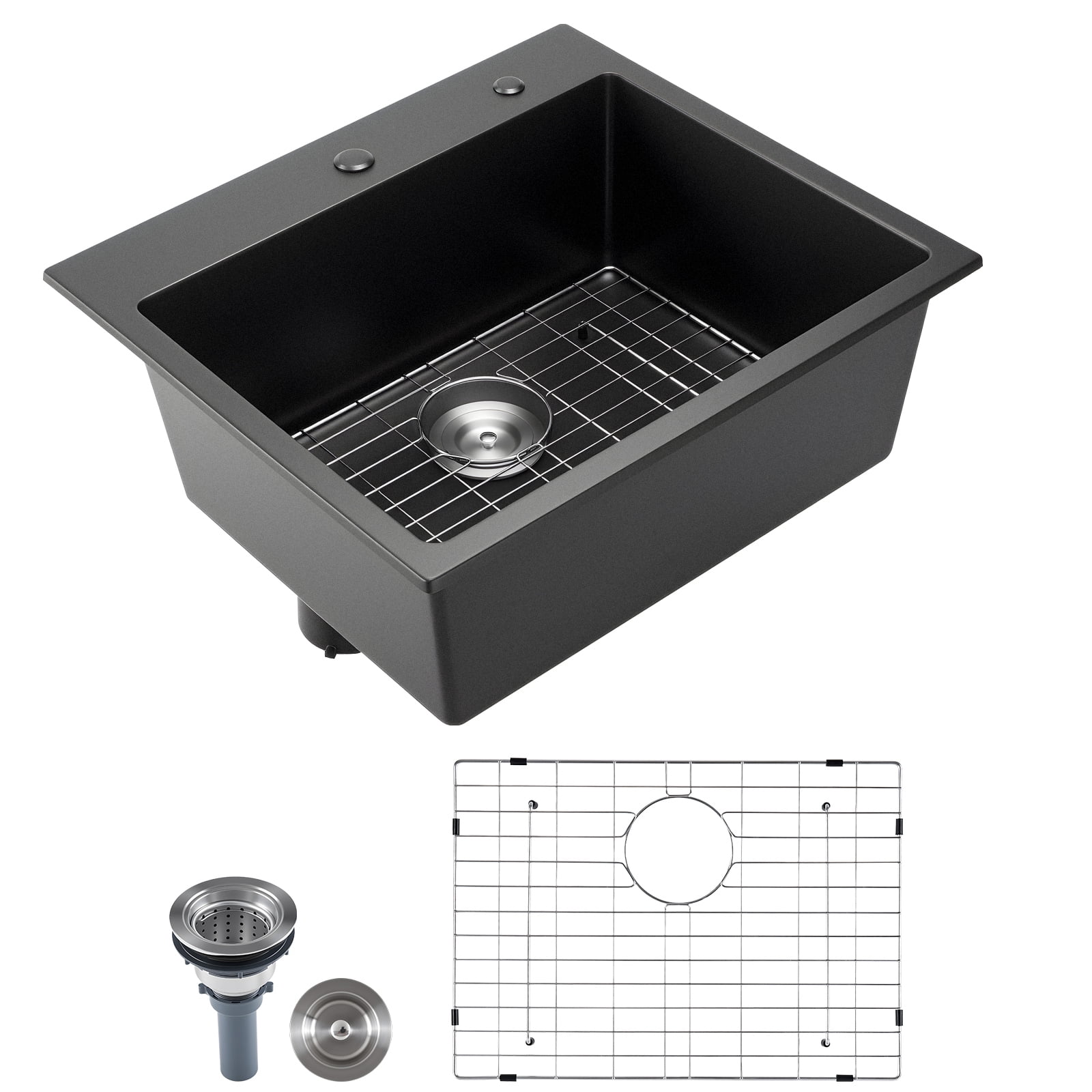 25 in. Single Bowl Quartz Composite Undermount Workstation Kitchen