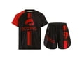 thumbnail image 1 of iiniim Costumes de Boxe pour Garçons 2 Pcs Survêtements Chemise à Manches Courtes Boxeur Combat Muay Thai Shorts Rouge 14, 1 of 5