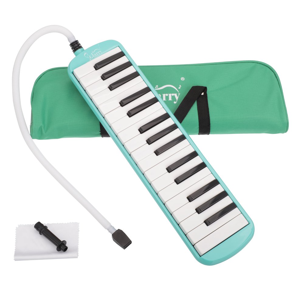 32Key Melodica with Mouthpiece and Hose and Bag Green
