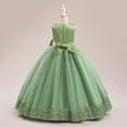 thumbnail image 5 of mgoYE Girls Party Dress Flower Girl Dress for Wedding Tulle Floor Length Princess formal Prom Party Pageant Dance Ball Gown(Light Green,10-11 Years), 5 of 9