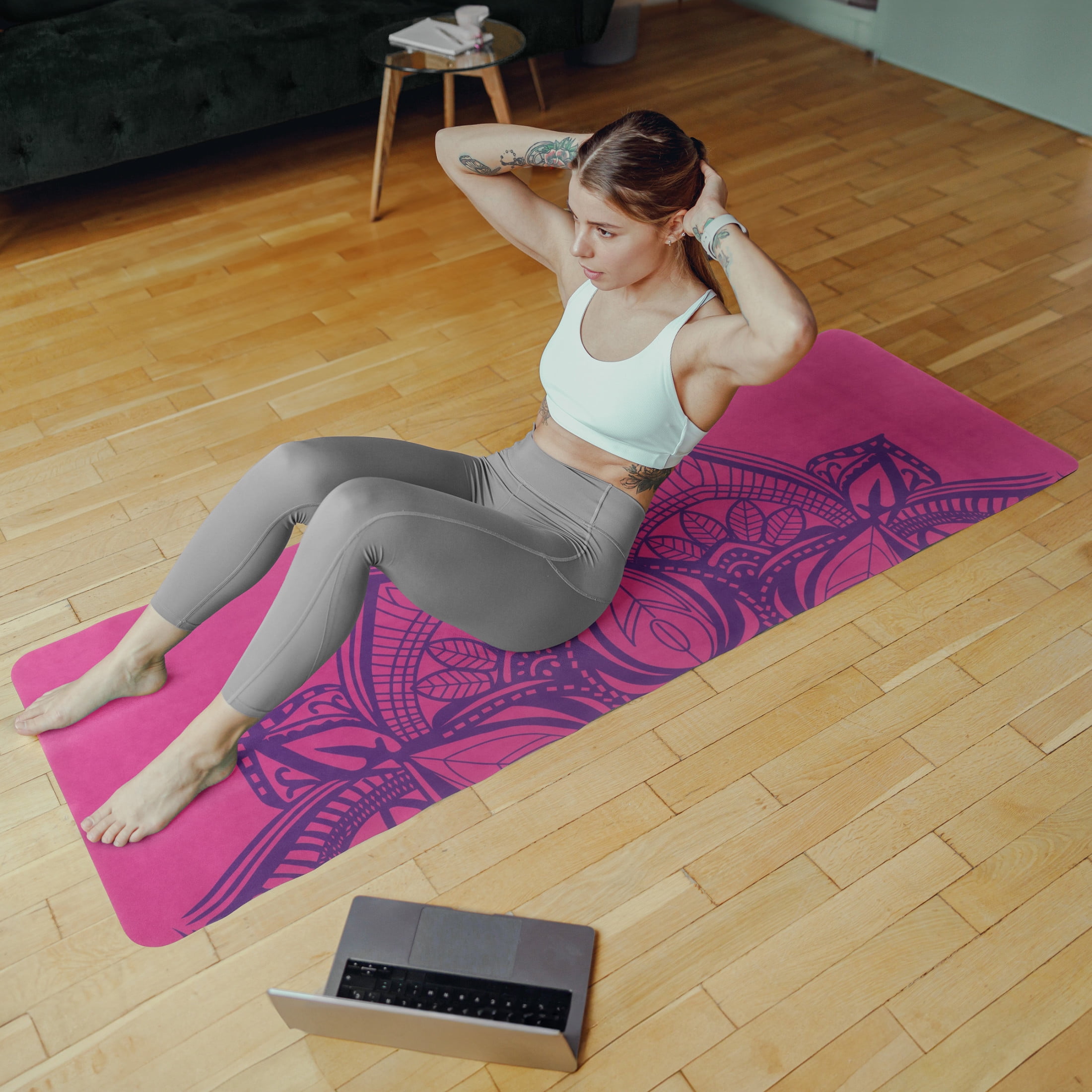 RAD Sportz Sweat Absorbent Grippy Suede Hot Yoga Mat with Strap
