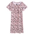 thumbnail image 5 of Plus Size Nightgown for Women Short Sleeve House Dress Vintage Lace Square Neck Night Gown Oversized Printed Mumu Duster Housecoat Soft Full Length Sleep Dress XL-5XL, 5 of 8