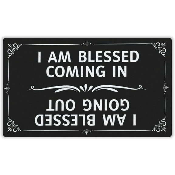 I Am Blessed Coming in and Going Out Mats for Front Door Entry Front Porch Doormat Non-Slip Carpet Rugs Floor Mat Decorative for Home Bathroom Kitchen Indoor 16x24 Inch