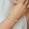thumbnail image 2 of 14K Solid Yellow Gold Holy Cross Infinity Twisted Love Knot Symbol Link Chain Charm Bracelet, 2 of 4