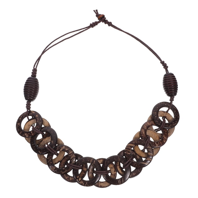 Collar bohemio de cuentas de concha de coco para mujer, estilo étnico retro, para playa, hecho a mano, para fiesta hawaiana, luau y vacaciones.