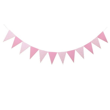 Zhuge 2 Pack Pink Triangle Banner Decoration Party Supplies Bunting Signs for New Years Birthday Nursery Classroom Anniversary Decoration Graduation Flags 12 pcs 10 Feet