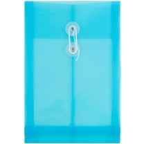 JAM Paper Plastic Envelopes with Button & String Tie Closure, 6 1/4 x 9 1/4, Blue, 3/Pack