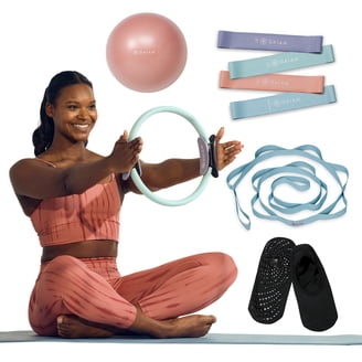 Jessica Simpson 4-Piece Essential Yoga Kit, 4mm Mat, Blocks, Strap