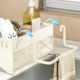 thumbnail image 5 of Stainless Steel Kitchen Sink Sponge and Dishcloth Organizer Rack, Rust-proof Multifunctional Storage for Soap Dispensers and Accessories, Countertop Draining Basket with Hanging Rod 9.1x3.5x3.8in, 5 of 7