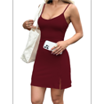 thumbnail image 1 of Women's Basic Adjustable Spaghetti Strap Slip Mini Dress Wine Red M, 1 of 7