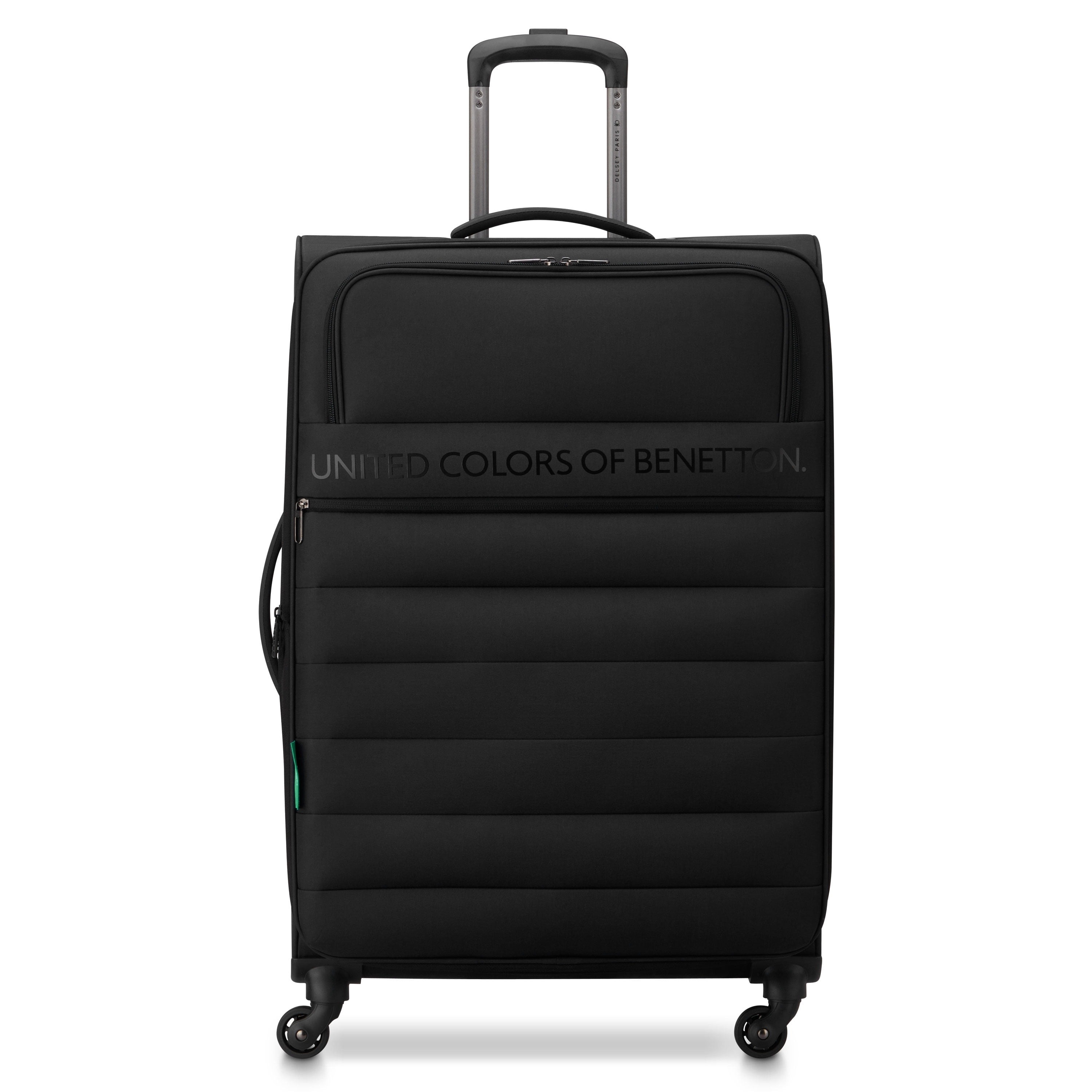 United Colors of Benetton and Delsey Paris 27 Inch Black Large Checked Ribbed Softside Expandable Spinner Luggage