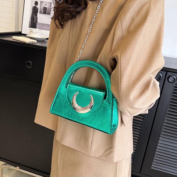 Bolso de mano de noche para mujer Bolso de fiesta de cóctel con cadena elegante Bolso de mensajero (verde)