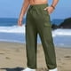 thumbnail image 1 of Pantalones largos para hombre, moda informal, color liso, con bolsillos, lazo, cordón, rectos, tubo, blusa y pantalón de poliéster., 1 of 5