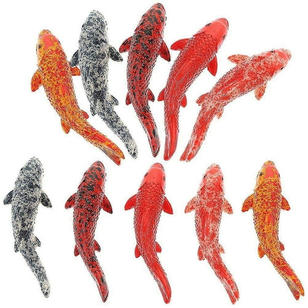 10pcs Realistic Miniature Koi Fish Figurine, Aquarium Fake Goldfish Figurines Small Resin Red Goldfish Mini Fish Figurines DIY Crafts Garden Accessori