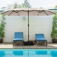 thumbnail image 6 of VOOYA HOME 15ft Large Patio Umbrellas Base Included, Outdoor Double-Sided Umbrella with Crank Handle, UV Protective for Pool, Lawn Garden, Backyard Beige, 6 of 7